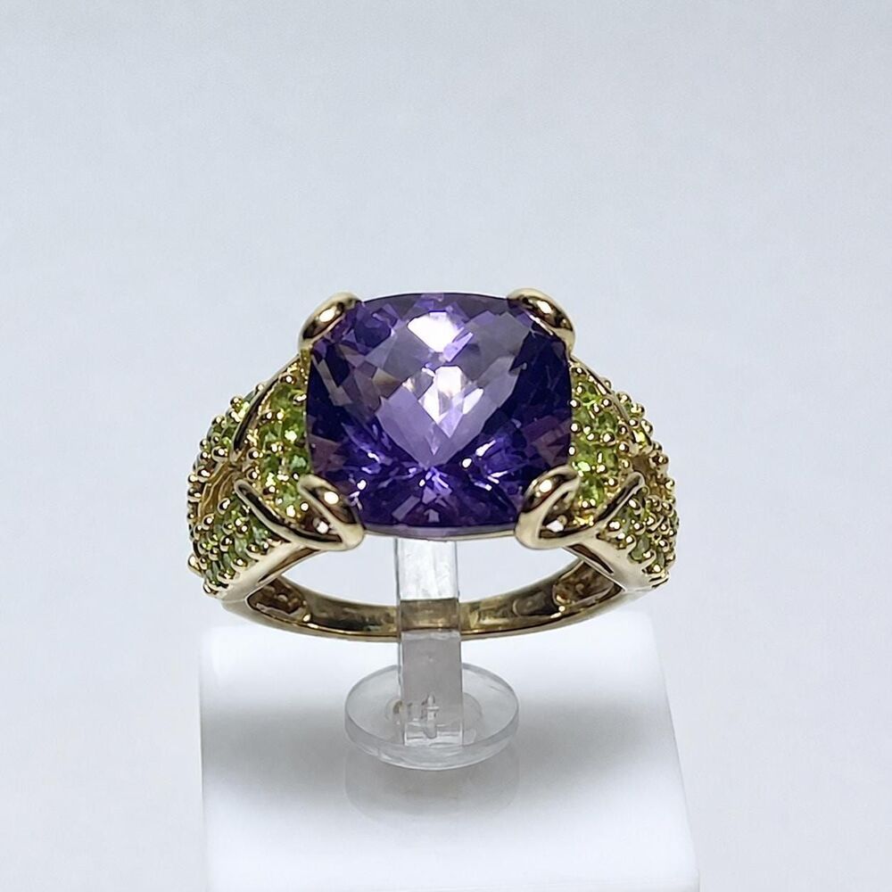 Amethyst and Tsavorite 14kt Yellow Gold Statement Ring